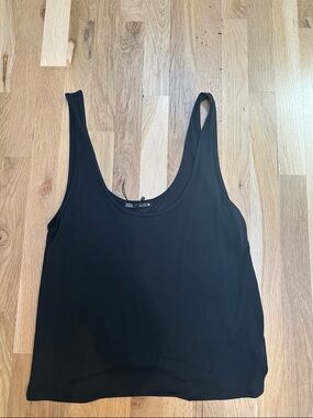 ZARA Black Scoop Neck Tank Top - Classic Sleeveless